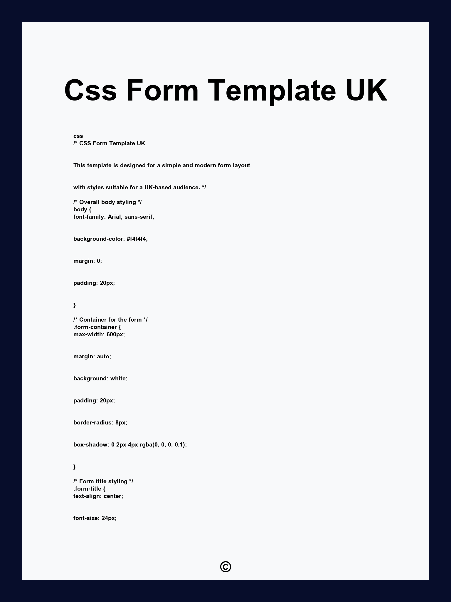 Css Form Template UK